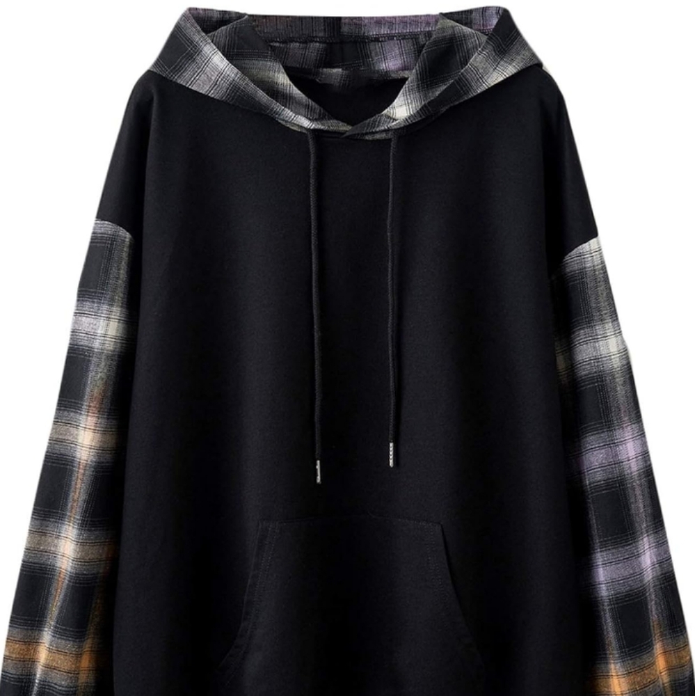 Black and Plaid Women's Hoodie